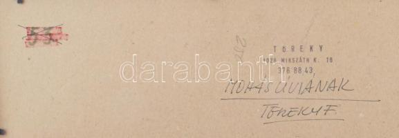 Töreky Ferenc (1922-2006): Hölgy fehér paripával. Vegyes technika, papír, jelzett, hátoldalán Töreky...