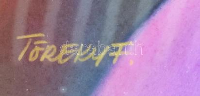 Töreky Ferenc (1922-2006): Hölgy fehér paripával. Vegyes technika, papír, jelzett, hátoldalán Töreky...