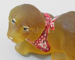 Fenton üveg kutya asztaldísz. Jelzett, hibátlan, 10x9 cm