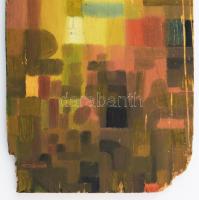 Olajos György (1953-): Színes formák (cím nélkül). Olaj, fa, jelzett a hátoldalán, sérült, 35×9,5 cm