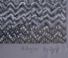 Olajos György (1953-): Jéghegy, 1989. Vegyes technika, kollázs, papír, jelzett, hátoldalán Képcsarno...