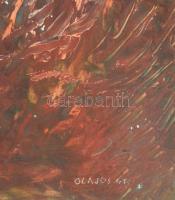 Olajos György (1953-): Girbe-gurba fa, 1970-es évek. Olaj, farost, jelzett, sérült (felületi festék ...