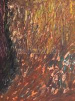 Olajos György (1953-): Girbe-gurba fa, 1970-es évek. Olaj, farost, jelzett, sérült (felületi festék ...