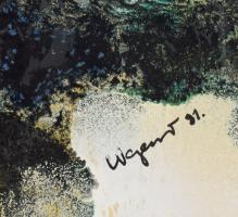 Wegenast Róbert (1930-2019): Háborgó tenger (cím nélkül). Vegyes technika, papír, jelzett, 28×34 cm