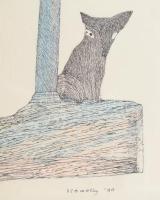 Szemethy Imre (1945-): Állatok a romokon (cím nélkül), 1990. Tus, színes ceruza, papír, jelzett. Üve...