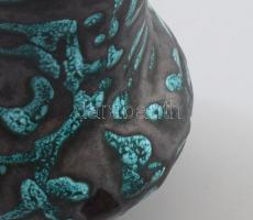 Retro türkiz-fekete kisváza. Jelzés nélkül, lepattanással, m:14 cm