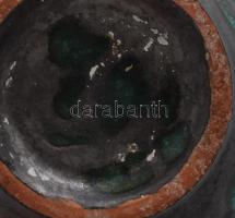 Retro türkiz-fekete kisváza. Jelzés nélkül, lepattanással, m:14 cm