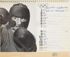 1980 Naptár, "Az olimpia éve", sportfotókkal, beírásokkal, foltos, 21x24 cm