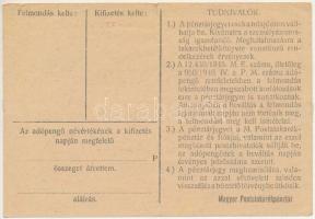 1946. 100.000AP nem kamatozó Pénztárjegy "Másra át nem ruházható", "Miskolc" kör...