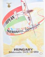 Műrepülő plakát tétel, 3 db: 
1989 Hungary Békéscsaba, műrepülő EB 1989, plakát, jelzett a dúcon, h...