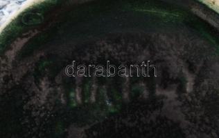 Király Károly zsugormázas kínáló. Jelzett, lepattanással, 17x7 cm