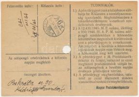 1946. 10.000.000AP nem kamatozó Pénztárjegy "Másra át nem ruházható", az előoldalon "...