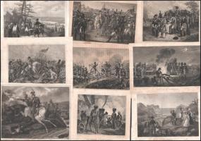 Napóleonról szóló könyvekből kivágott 25 db rézmetszet, vegyes állapotban