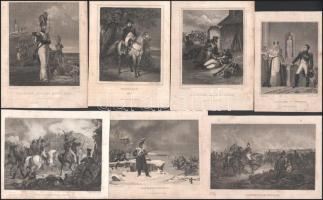 Napóleonról szóló könyvekből kivágott 25 db rézmetszet, vegyes állapotban