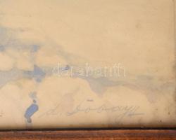 L Dobay jelzéssel: A behavazott Városliget. Akvarell, papír. Üvegezett fakeretben, 35×30 cm