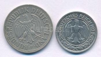 Német Birodalom / Weimari Köztársaság 1928D 50pf Ni + NSZK 1950F 1M Cu-Ni T:XF
German Reich / Weima...
