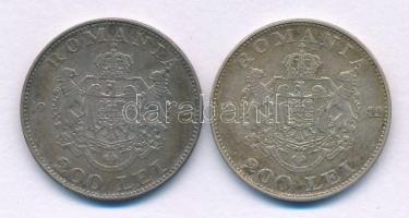 Románia 1942. 200L Ag "I. Mihály" (2x) T:XF,VF patina Romania 1942. 200 Lei Ag "Mihai...