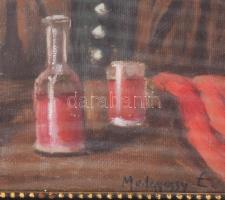 Medgyessy L. jelzéssel: Pipázó társaság. Olaj, karton. Üvegezett, dekoratív fakeretben, 26×35 cm