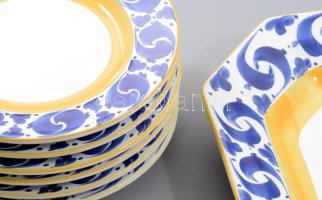 Herend Pottery süteményes készlet. Kínáló 27x27 cm, és 6 darab tál d: 17 cm. Jelzett, hibátlan