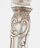 Négy személyes ezüst (Ag) süteményes villa és kés szett jelzett össz br 399 g. a kések éle is ezüst