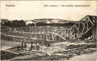 Przemysl, Most kolejowy / Die zerstörte Eisenbahnbrücke / WWI military, blown-up railway bridge (fl)