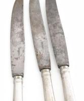 Hat személyes ezüst (Ag) evőeszköz készlet, jelzett Dianás, ca 1900. nettő 1119 g + ezüst nyelű kése...