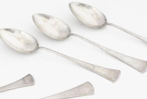 Hat személyes ezüst (Ag) evőeszköz készlet, jelzett Dianás, ca 1900. nettő 1119 g + ezüst nyelű kése...