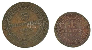 1812G 1kr Cu "I. Ferenc" + 1812G 3kr Cu "I. Ferenc" Nagybánya T:F
1812G 1 Kreuz...