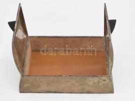 Art deco ezüst (Ag) asztali doboz, ládika. Nagy méretű, rózsafa fogóval, vékony fa betéttel. Jelzett...