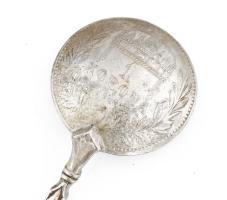 6 darabos mokkás kanál készlet, Ezüst (Ag) 1914-es ezüst Korona érmékből. aranyozott 64 g 10 cm