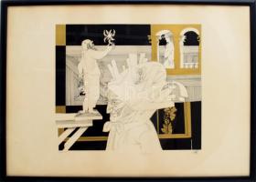 Szász Endre (1926-2003): Bűvész. Szitanyomat, papír, jelzett, 29/100 számozással. Üvegezett keretben...