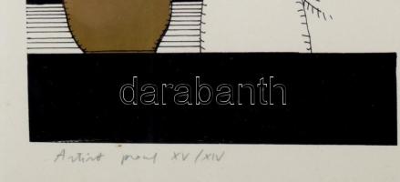 Szász Endre (1926-2003): Hölgy turbános férfival. Szitanyomat, papír, jelzett, művészpéldány Artist&...