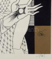 Szász Endre (1926-2003): Hölgy turbános férfival. Szitanyomat, papír, jelzett, művészpéldány Artist&...