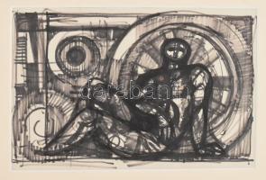 Soltra Elemér (1922-2013): Merengő. Filctoll, papír, jelzés nélkül, a művész hagyatékából, paszpartuban, 15,5×24 cm