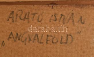 Arató István (1922-2010): Angyalföld, 1965. Olaj, farost, jelzett, hátoldalán autográf felirattal és...