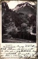 1903 Herkulesfürdő, Baile Herculane; Cserna folyó. R. Krizsány kiadása / Cerna river (vágott / cut)