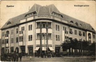 1914 Zombor, Sombor; Weidinger palota, csemege, fűszer és konzervek üzlete / shop (ázott / wet damage)