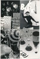 54 db MODERN magyar fekete-fehér retro újévi üdvözlő képeslap. Képzőművészeti Alap / 54 modern Hunga...