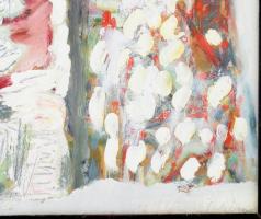 Schéner Mihály (1923-2009): Angyalok megtérése, 1985 körül. Olaj, farost. Jelezve jobbra lent. Hátol...