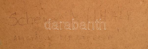 Schéner Mihály (1923-2009): Angyalok megtérése, 1985 körül. Olaj, farost. Jelezve jobbra lent. Hátol...