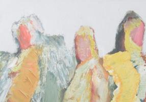 Schéner Mihály (1923-2009): Angyalok megtérése, 1985 körül. Olaj, farost. Jelezve jobbra lent. Hátol...