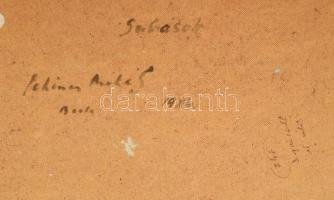 Schéner Mihály (1923-2009): Subások, 1984. Olaj, farost. Jelezve balra lent. Hátoldalán Schéner Mihá...