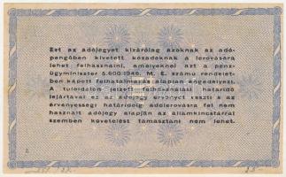 1946. 10.000.000AP sárgás nyomat, hátoldalán hiányzó ékezetek T:AU kis folt, ceruzás írás
Adamo P54