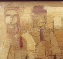 Schéner Mihály (1923-2009): Pásztorok (cím nélkül), 1968. Olaj, farost. Jelzett a hátoldalán: Schéne...