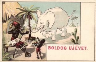 Jungle with pipe, elephant litho (EK)