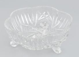 Antik ólomkristály kínáló, hántolt mintával, hibátlan, d: 20,5 cm, m: 8,5 cm