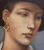 Kalcsó József (1952- ): Hölgy kalapban, 1986. Olaj, farost, jelzett. Fakeretben, 40×30 cm