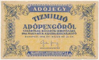 1946. 10.000.000AP vízjeles papír, hátoldalán amelyeknek és fordított címer T:VG