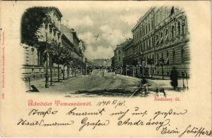 1898 (Vorläufer) Temesvár, Timisoara; Andrássy út. Králicsek Béla kiadása / street (EK)