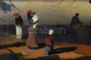 id. Benedek Jenő (1906-1987): Ősz a vízparton. Olaj, farost, jelzett. Hátoldalán Képcsarnok Vállalat...